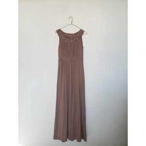 Haani Women S Y2K Vtg Semi Formal Maxi Dress Brown Bead Sparkle Prom Sleeveless